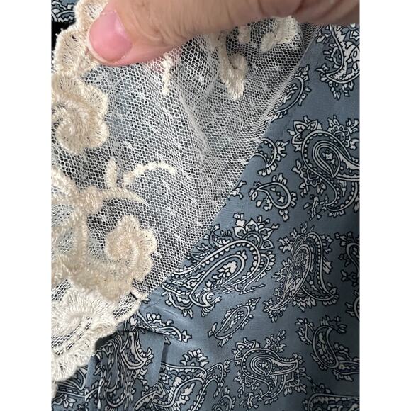 Vintage REO Original Blue White Paisley Lace Collar Secretary Dress 80s Size 14 - Picture 4 of 12